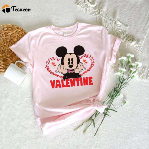 Spread Love with Valentine T-shirt Heart Sweatshirt & Disney Shirt Mickey Mouse Disneyworld Cartoon Shirts for Valentines Day