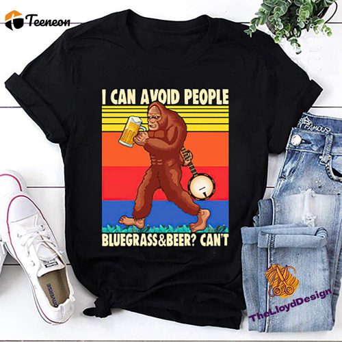 Vintage Bigfoot T-Shirt: I Can Avoid People Bluegrass and Beer Unisex Sasquatch Shirt