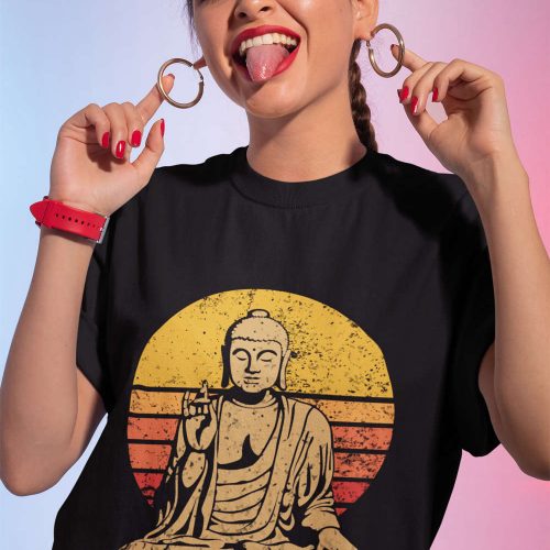 Vintage Buddha T-Shirt: Let That Shit Go! Yoga Unisex Tee with Mandala Art