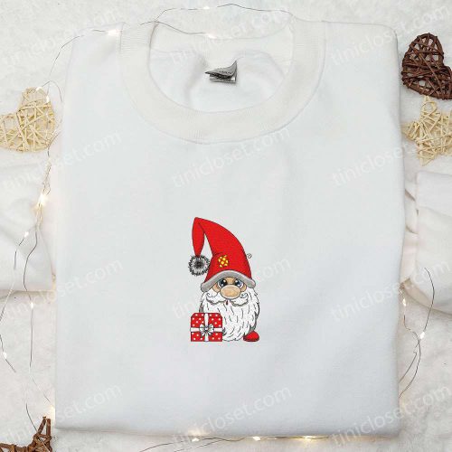 Cute Gnome Embroidered T-Shirt: Perfect Christmas Gift for Family – B Gift for Men Women Christmas Gift Ideas