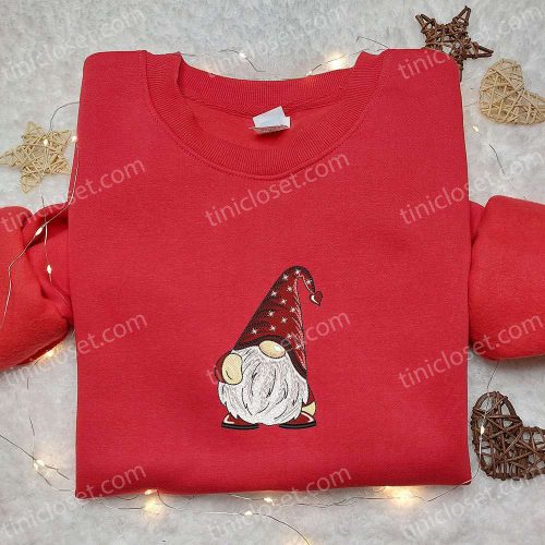 Cute Gnome Xmas Embroidered Hoodie & Shirt: B Gift for Men Women Kids Christmas Gift Ideas