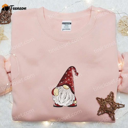 Cute Gnome Xmas Embroidered Hoodie & Shirt: B Gift for Men Women Kids Christmas Gift Ideas