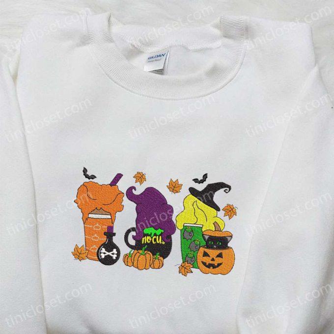 Sanderson Sisters Latte Embroidered Shirt &Amp; Hocus Pocus Hoodie – B Gift For Men Women Gift Ideas