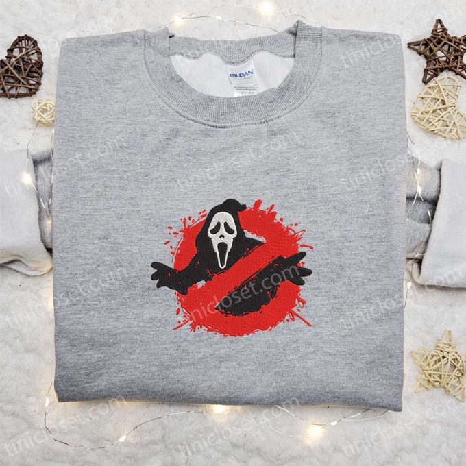 Scream Ghostface Embroidered Sweatshirt: A Must-Have For Horror Movie Fans! B Gift For Men Women Gift Idea!