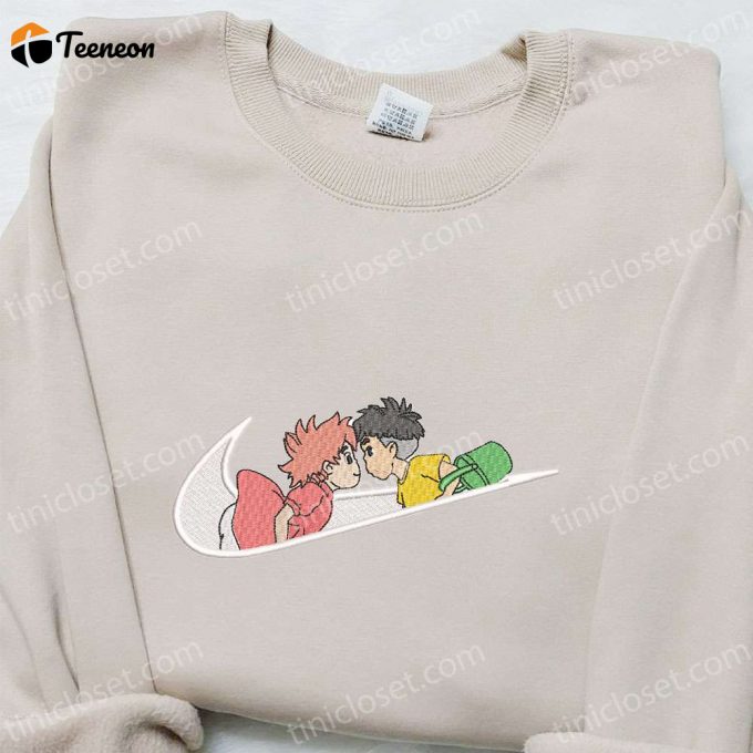 Swoosh x Sosuke & Ponyo Anime Hoodie: B Gift for Men Women Family Gift with Custom Nike Embroidery